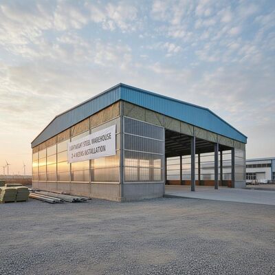 Сборный стальной склад из сырой стали Q355B с толщиной сэндвич-панелей 50-200 мм и сейсмостойкостью 8 баллов